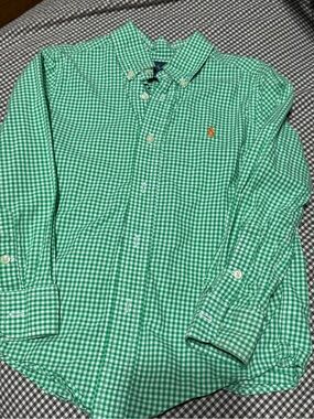 Ralph Lauren Green and White Gingham Button-Down Shirt